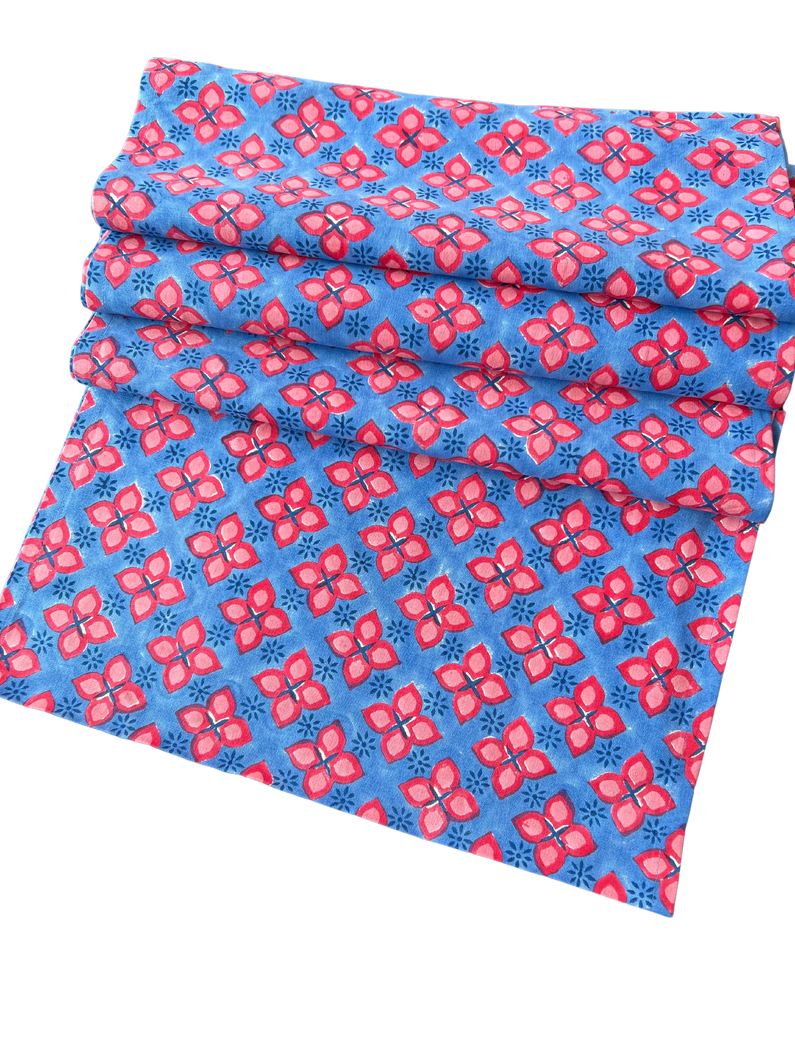 Petals Table Runner in Cornflower and Geranium (1st quality Sample)