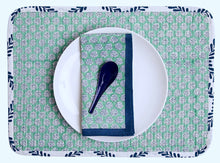 Petite Peony Placemats in Sea Glass - single