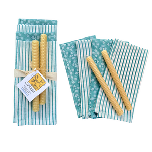 Mix and Match Napkins with Beeswax Candles Gift Set