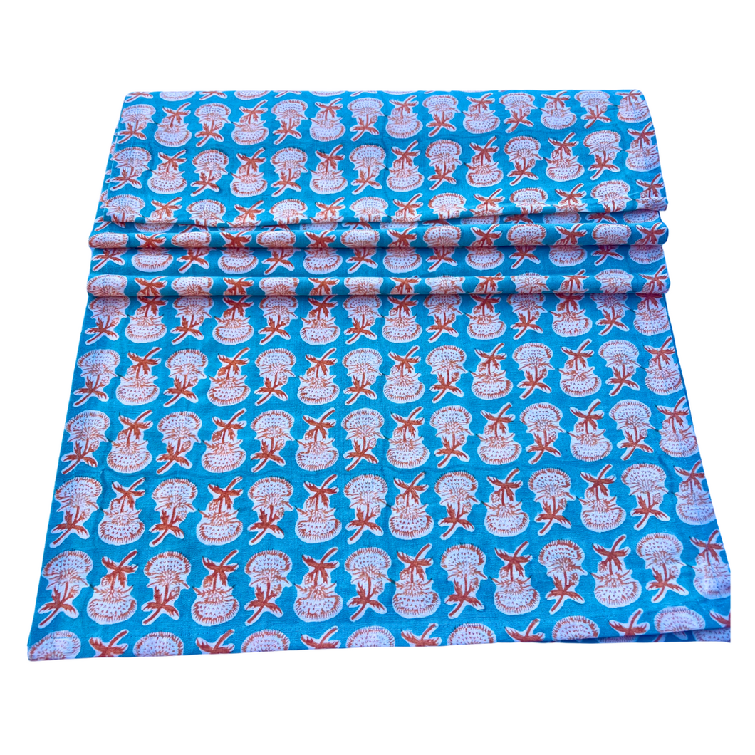 Mountain Thistle Table Runner in Orange and Blue