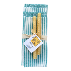 Mix and Match Napkins with Beeswax Candles Gift Set