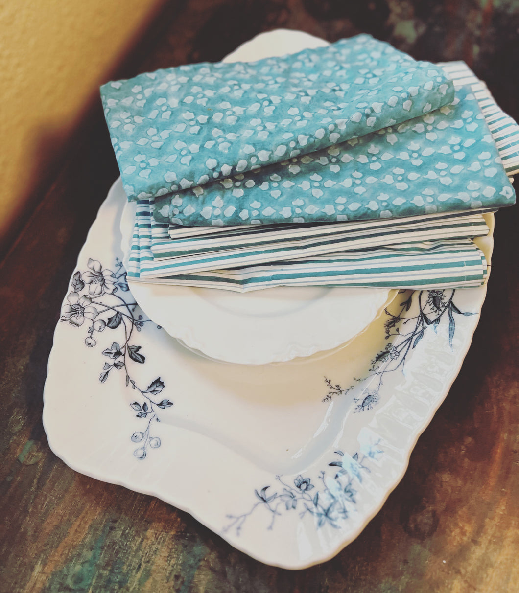 Berkshire Bloom and Stripes - Mix and Match Napkin Set of 4