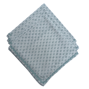 Napkins in Antique Blue Buti Dot Pattern with Ric Rac Trim (Sample)- Set of 4