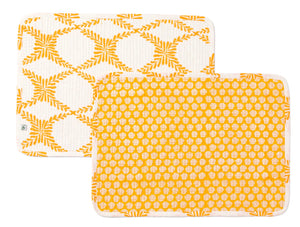 Petite Peony Quilted Placemats in Dandelion Yellow- single